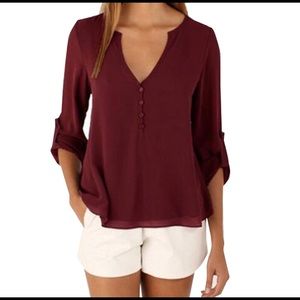 💥LAST 1💥 V-neck Chiffon long sleeve blouse Lg